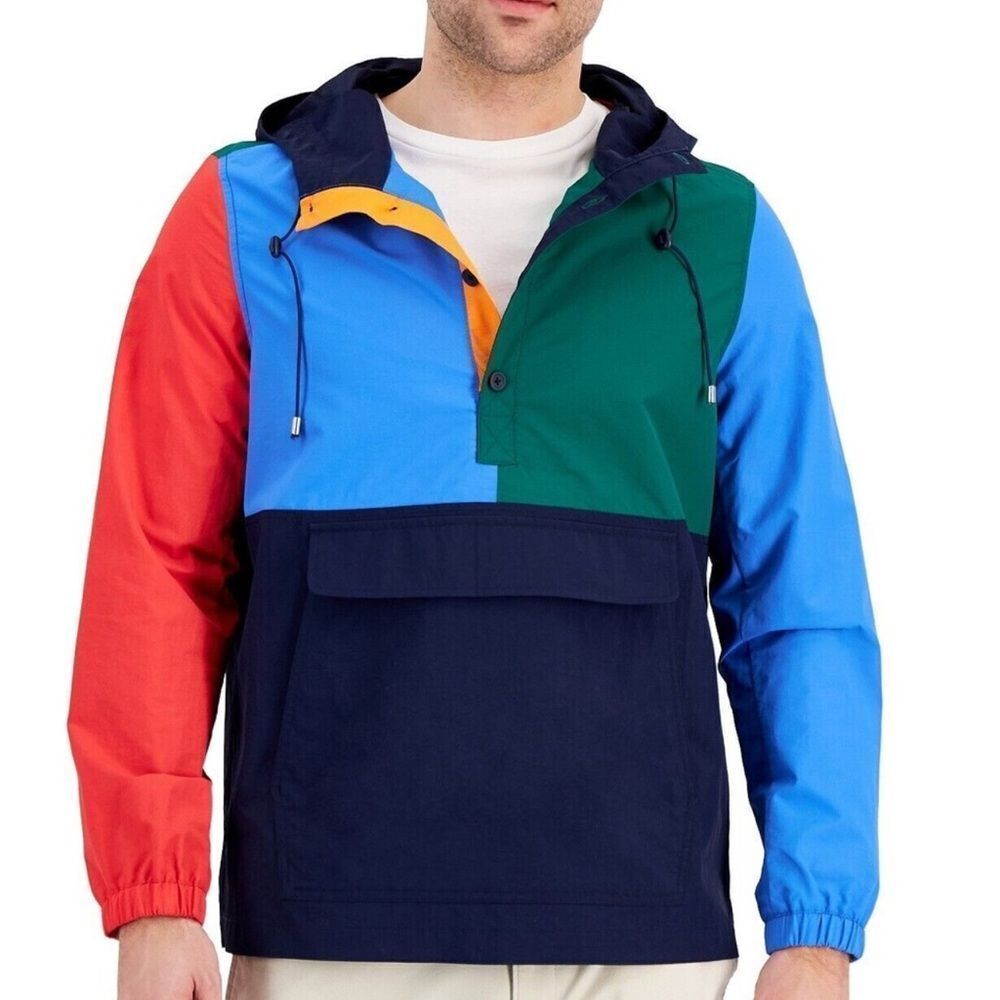 Club Room Men’s Color block Nylon Lightweight Windbreaker Jacket(Size Medium)